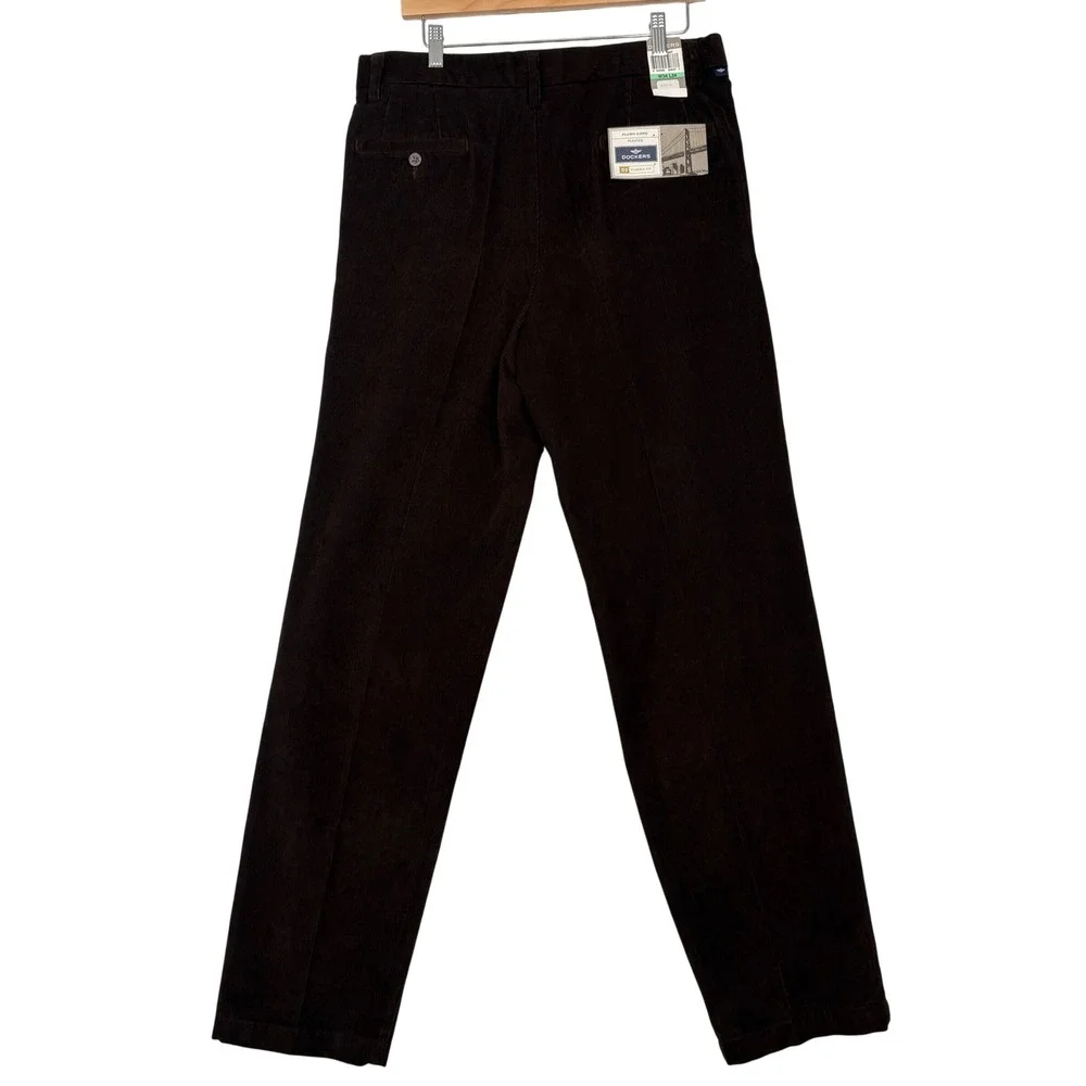 Dockers Mens Corduroy Pants 34x34 Brown D3 Classic Fit Pleated Plush Cord NEW